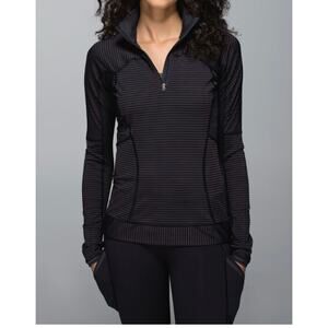 Lululemon Run For Gold 1/2 Zip Black brown stripe size 8 jacket